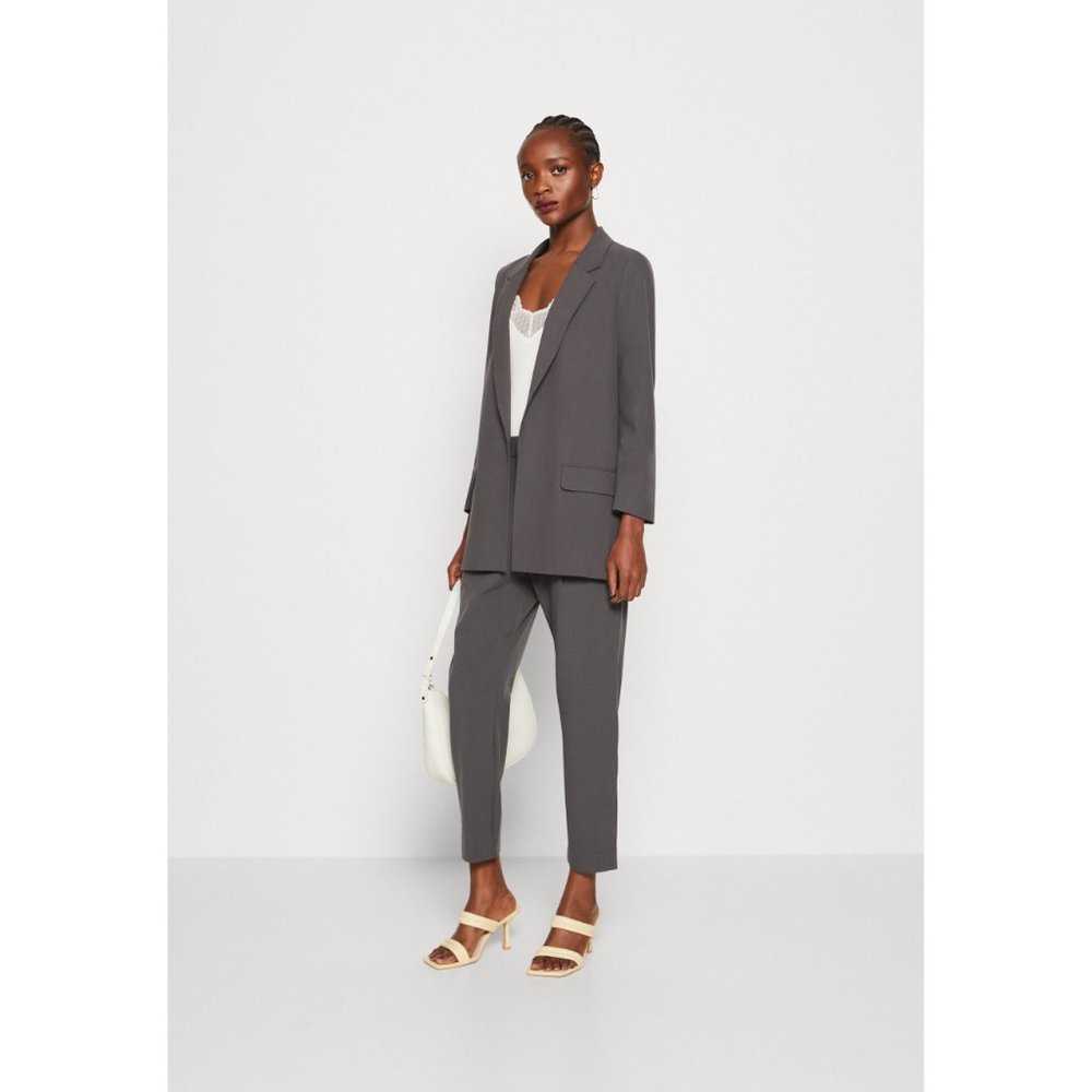 AllSaints Aleida Jersey Tri Blazer Jacket Coat Black Smoke Gray Grey Long Sleeve